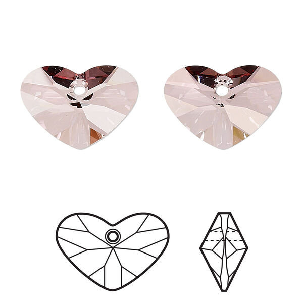 Drop 1pk crystal antique pink, Crystal Passions® 17x12mm pendant crazy 4 u heart 6260 image number 0