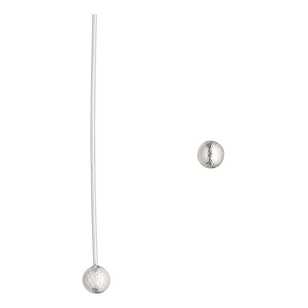 Head pin, sterling silver, 2 inches with 6mm ball with waffle design, 20 gauge. Sold per pkg of 4. image number 0