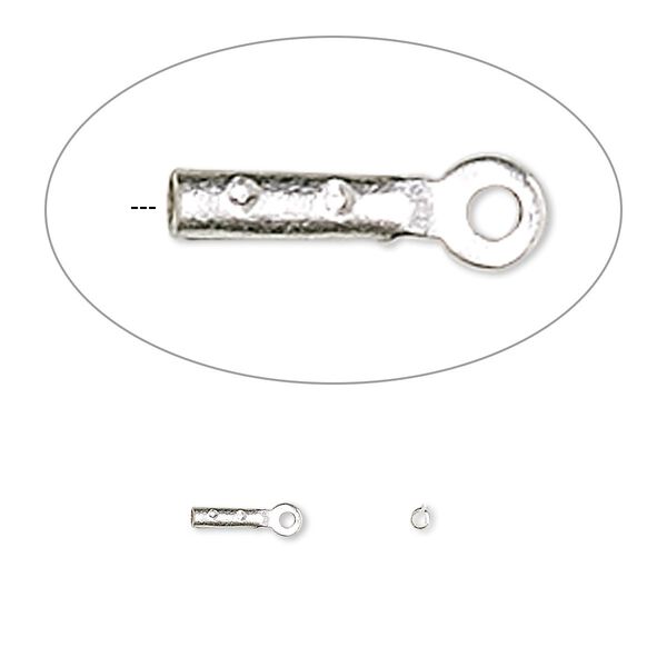 Cord end, crimp, silver-plated brass, 4x1mm tube. Sold per pkg of 100. image number 0