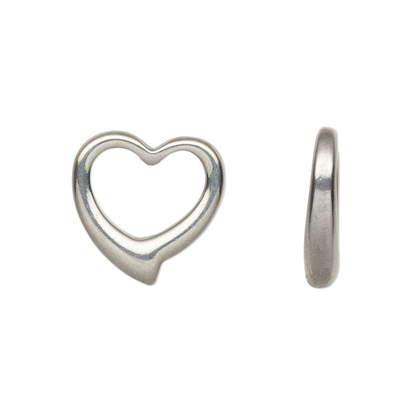 Charm, stainless steel, 16mm double-sided open heart. Sold per pkg of 2. image number 0