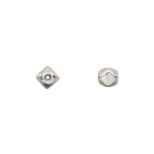 Bead, sterling silver, 6x6mm rounded square. Sold per pkg of 10.