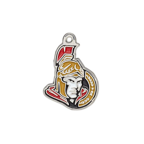 Charm, enamel and chrome-finished "pewter" (zinc-based alloy), multicolored, 21x17mm single-sided NHL® Ottawa Senators. Sold individually. image number 0