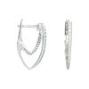Earring leverback 1pkg2 sterling silver, 23mm / left and right facing / flat post, approximately 1.5mm width, cubic zirconia image number 0