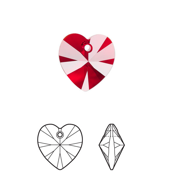 Drop 144pk Siam, Swarovski® 14mm pendant heart 6228 image number 0