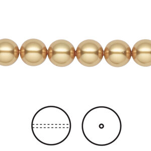 Pearl 1pkg50 royal gold, Crystal Passions® 8mm round 5810