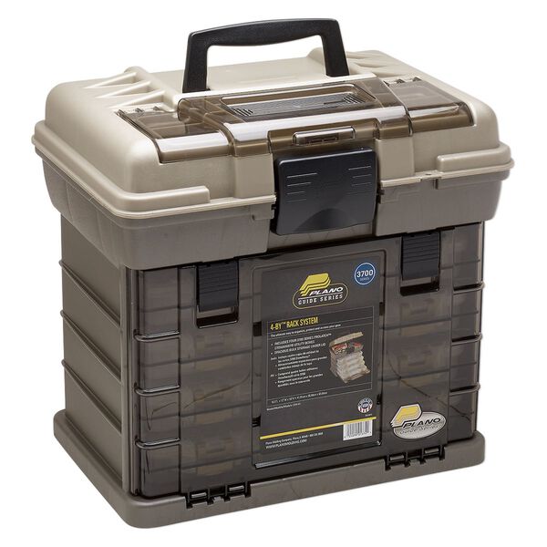 Tote, Plano® Storage Systems, graphite and sandstone colored, 16-1/2 x 12 x 16 inches. Sold individually. image number 1