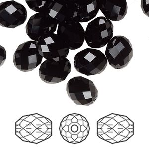 Bead 72pk jet, Swarovski® 9.5x8mm olive briolette 5044