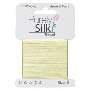 Thread, Purely Silk™, light green, size E. Sold per 24-yard card.
