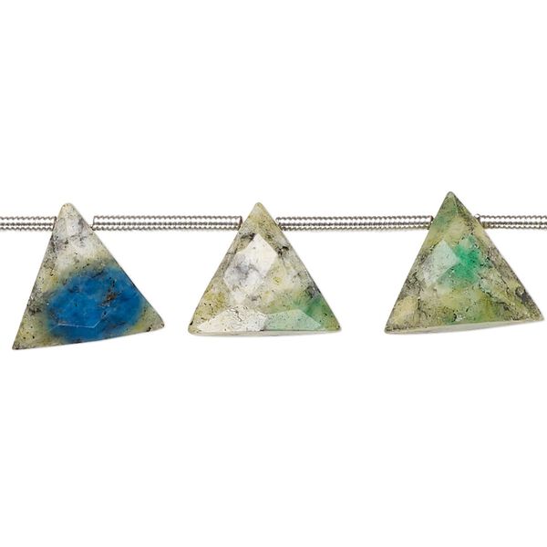 K2 "jasper" 1pkg12, hand-cut top-drilled faceted puffed triangle bead natural 11-13mm image number 0