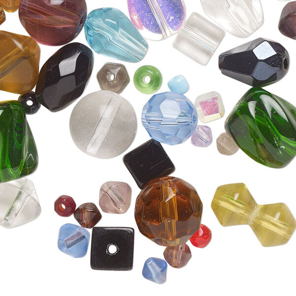 Bead, glass / lampworked glass / millefiori glass, pkg/15 inches, 4x2mm-24mm multi-shape, mixed colors. image number 0