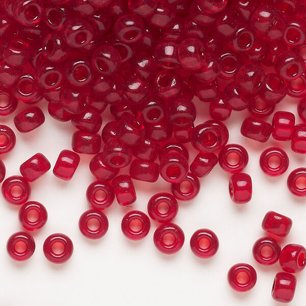 Seed bead, Miyuki, glass, pkg/250g, #6 rocaille, transparent ruby (RR-141). image number 0