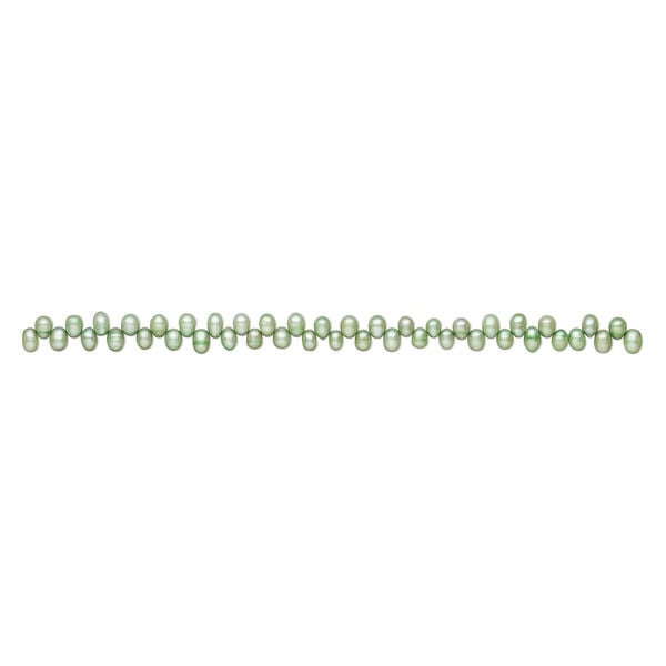 Freshwater pearl 1pkg1, top-drilled rice, 15.5-16 inch light green 7x6mm-10x7mm cultured image number 1