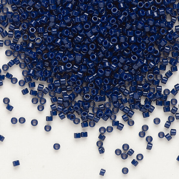 Seed bead, Delica®, glass, pkg/7.5g, #11 round, Duracoat® opaque outside dyed dark navy blue (DB-2144). image number 0