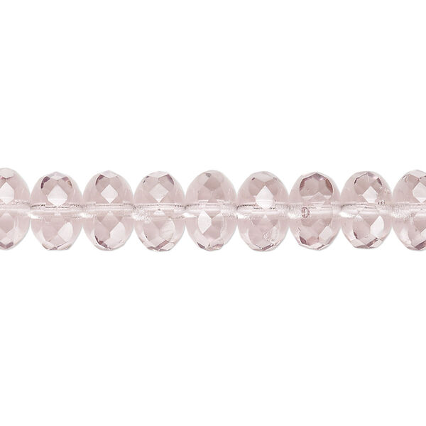 Bead, Czech fire-polished glass, transparent lavender, 9x5mm faceted rondelle. Sold per 15-1/2" to 16" strand. image number 0