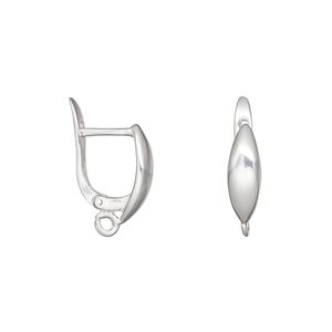Ear wire leverback 1pkg2 sterling silver, 15mm / marquise / open loop, 17 gauge 1 pair