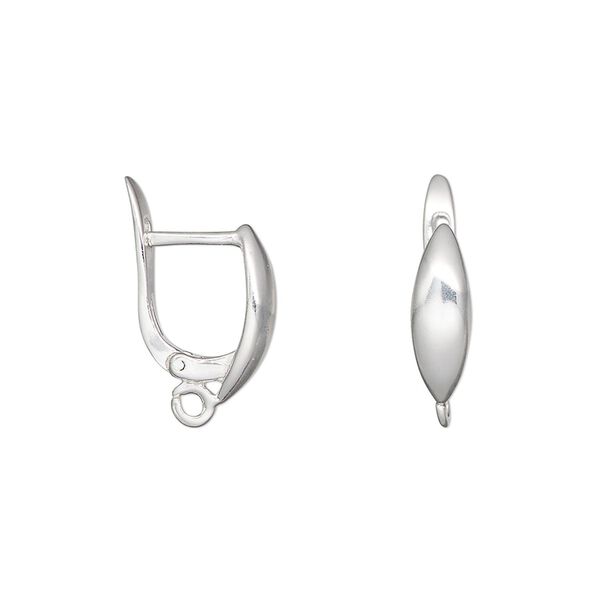 Ear wire leverback 1pkg2 sterling silver, 15mm / marquise / open loop, 17 gauge 1 pair image number 0