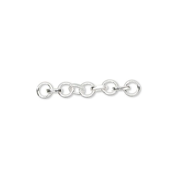 Extender chain, sterling silver, 4mm round link, 1 inch. Sold per pkg of 2. image number 0