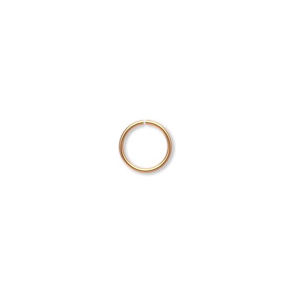 Jump ring, gold-plated brass, 8mm round, 6.4mm inside diameter, 20 gauge. Sold per pkg of 1,000. image number 0