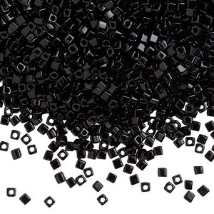 Seed bead, Miyuki 1pkg10g, glass, 1.8 square, opaque black (SB-401)