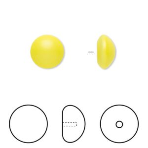 Pearl 2pk neon yellow, Crystal Passions® 10mm cabochon 5817