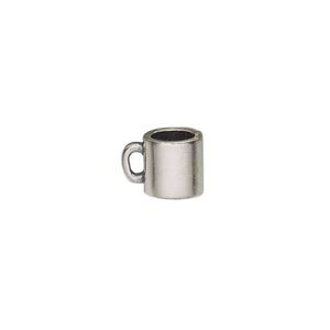 Charm, sterling silver, 11x8.5mm 3D coffee mug. Sold individually.