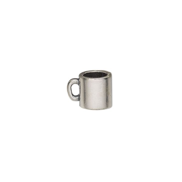 Charm, sterling silver, 11x8.5mm 3D coffee mug. Sold individually. image number 0