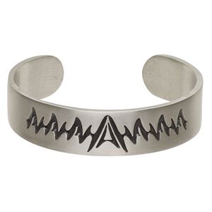 Bracelet, Everyday Jewelry, cuff, antiqued pewter, 15mm wide with jagged line design, 7 inches. Sold individually.