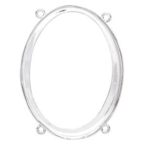 Link, fine silver, 41x31mm oval with open back and 40x30mm oval setting, 4 loops. Sold individually.