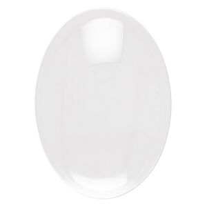 Cabochon, glass, transparent clear, 25x18mm non-calibrated oval. Sold per pkg of 10.