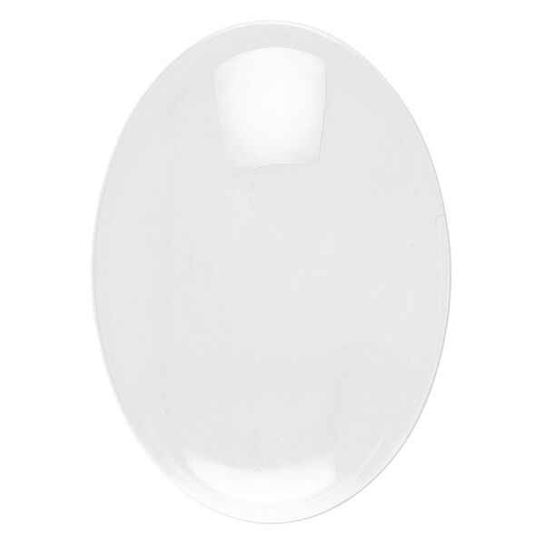 Cabochon, glass, transparent clear, 25x18mm non-calibrated oval. Sold per pkg of 10. image number 0