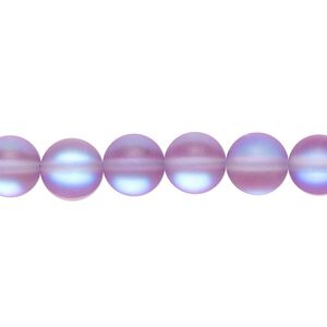 Bead, iridescent glass, translucent matte purple and blue, 8mm round. Sold per 15-1/2 to 16-inch strand.