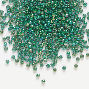 Seed bead, Dyna-Mites&trade;, glass, 1pkg40g, #11 round, opaque rainbow pine green (774R 11/0 RR)