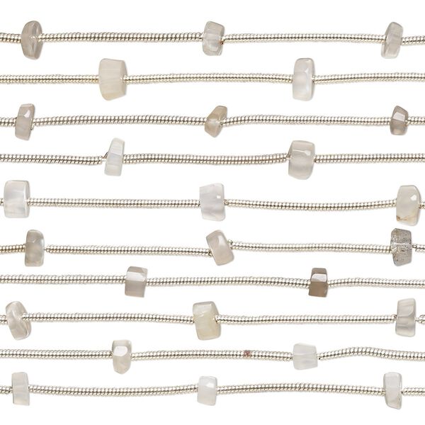 Multi-moonstone 1pkg10, hand-cut faceted heishi bead natural 7 inch 3x1mm-6x4mm image number 0