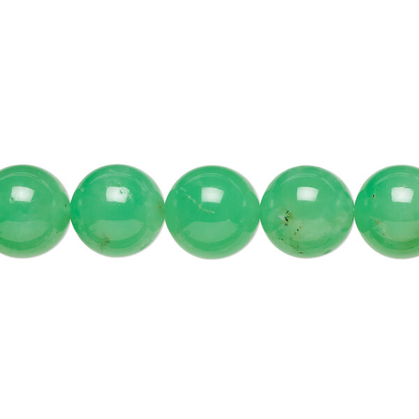Bead, chrysoprase (natural), 10mm round, B- grade, Mohs hardness 6-1/2 to 7. Sold per 15-inch strand. image number 0