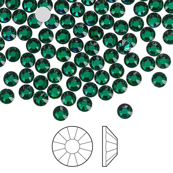 Flat back 144pk emerald foil back, Preciosa Viva 12® Czech crystal rhinestone 3.8-4mm chaton rose round SS16 image number 0