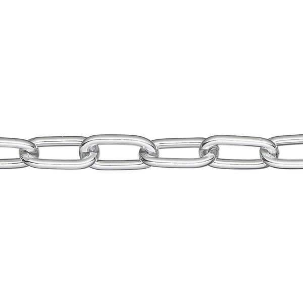 Chain, anodized aluminum, silver, 6mm long cable. Sold per pkg of 5 feet. image number 0
