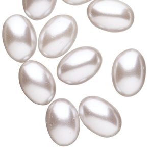 Cabochon, vintage Korean acrylic pearl, light silver, 14x10mm non-calibrated oval. Sold per pkg of 10.