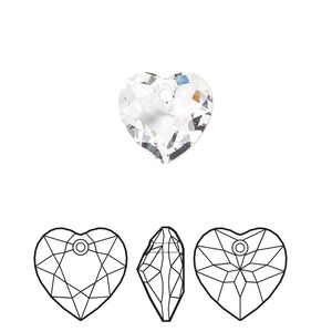 Drop 2pk crystal, Crystal Passions® 10.5mm pendant heart cut 6432