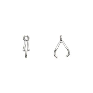 Bail, JBB Findings, ice-pick, antiqued sterling silver, 8x3mm fluted, 6mm grip length. Sold per pkg of 10.