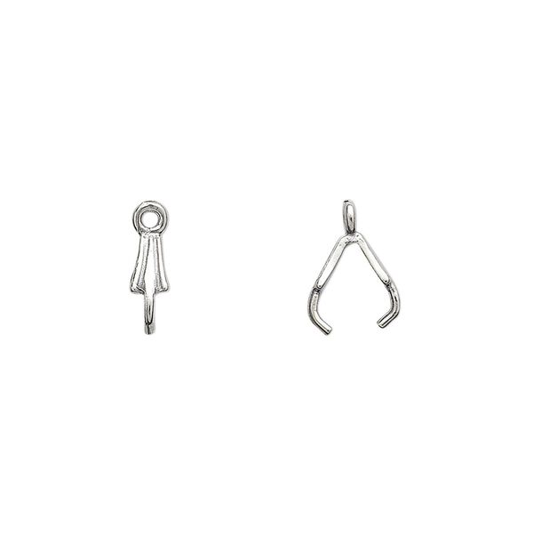 Bail, JBB Findings, ice-pick, antiqued sterling silver, 8x3mm fluted, 6mm grip length. Sold per pkg of 10. image number 0