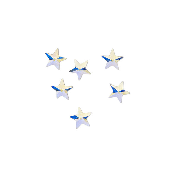 Flat back 6pk crystal AB foil back, Crystal Passions® rhinestone 5.5x5mm rivoli star 2816 image number 0