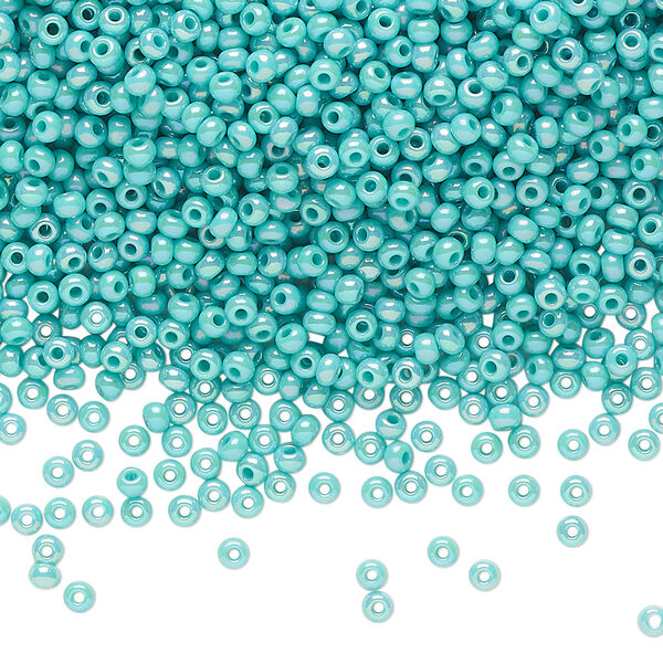 Seed bead, Preciosa Ornela Czech glass, pkg/50g, #11 rocaille, opaque rainbow seafoam green, (64130). image number 0