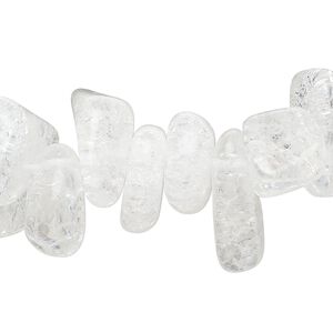 Bead, crackle glass, transparent clear, large chip. Sold per 15-inch strand.