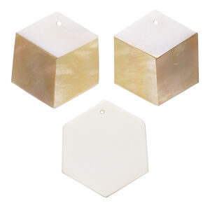 Kabibe shell 1pkg2, hexagon drop multicolored 20x17mm