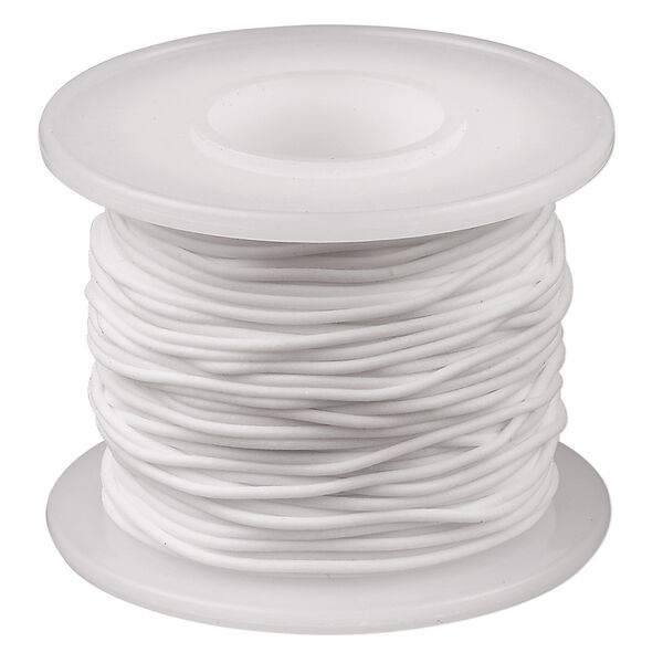 Cord, synthetic rubber, white, 1mm round. Sold per pkg of 25 meters (82 feet). image number 0