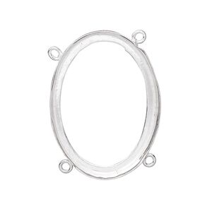 Link, fine silver, 31x23mm oval with open back and 30x22mm oval setting, 4 loops. Sold individually.
