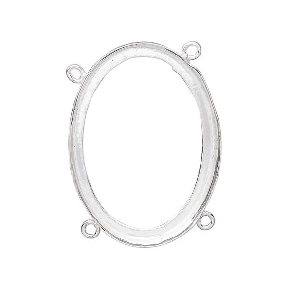 Link, fine silver, 31x23mm oval with open back and 30x22mm oval setting, 4 loops. Sold individually. image number 0