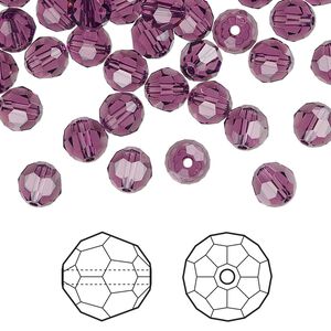 Bead 360pk amethyst, Swarovski® 6mm round 5000