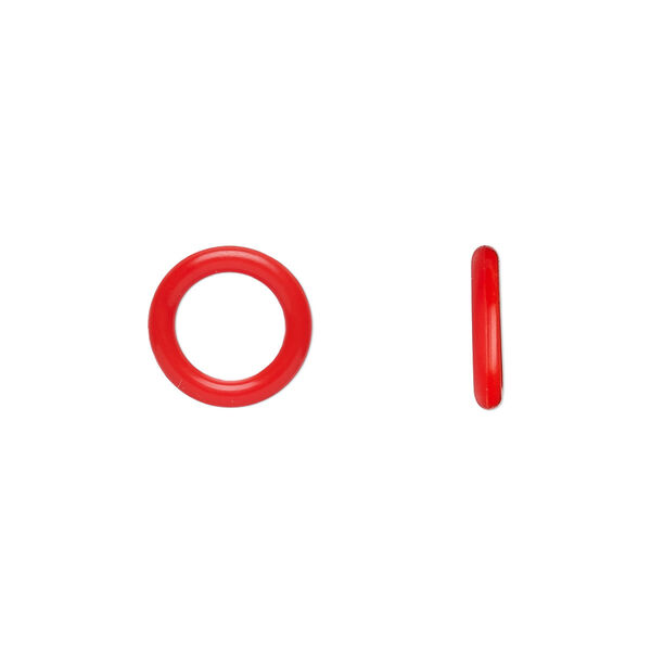 Component, Oh! Ring™, silicone, red, 12mm round with 8mm hole. Sold per pkg of 200. image number 0