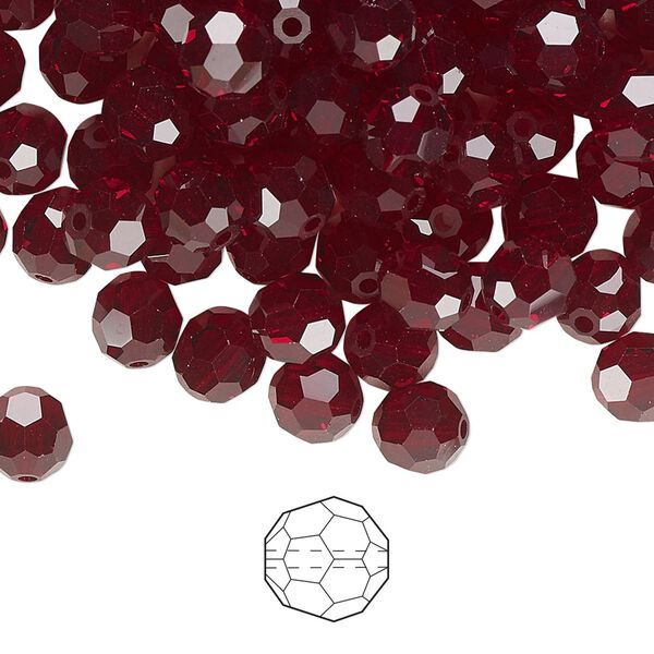 Bead 144pk garnet, Preciosa Czech crystal 6mm round image number 0